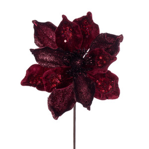 Vickerman QG211005 15" Burgundy Dlx Magnolia 8" Flwr 6/bag 
