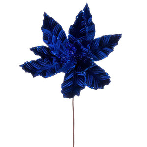 Vickerman RG221302 - 24 in. Blue Velvet Poinsettia Artificial Spray