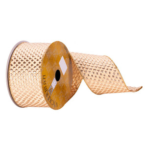 Vickerman Q214661 - Champagne Spots Wired Decorative Ribbon - 2.5" x 10 Yards