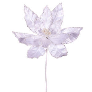 Vickerman RG221311 - 24 in. White Velvet Poinsettia Artificial Spray