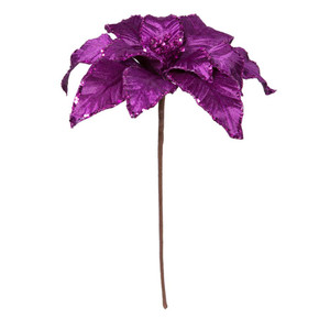 Vickerman RG221366 - 24 in. Purple Velvet Poinsettia Artificial Spray