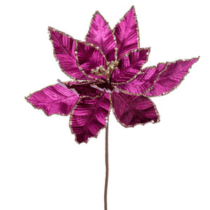 Vickerman RG221370 - 24 in. Fuchsia Velvet Poinsettia Artificial Spray