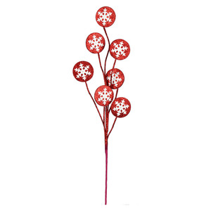Vickerman QG205020 - 20 in. Red/White Snowflake Artificial Spray - 6 Pack