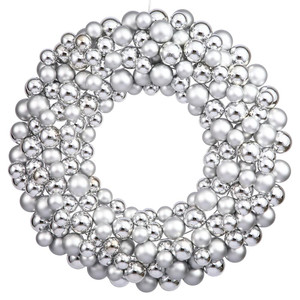 Vickerman N114407 - 22" Silver Shiny & Matte Ball Wreath