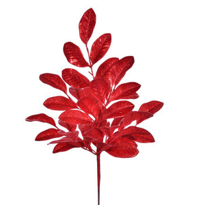 Vickerman FK220303 - 25 in. Red Apple Leaf Glitter Bush Artificial Spray - 2 Pack