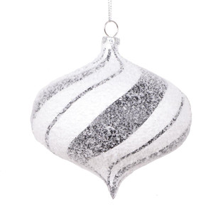  Vickerman MT2213510 4" White Black Swirl Onion 4/Bag 