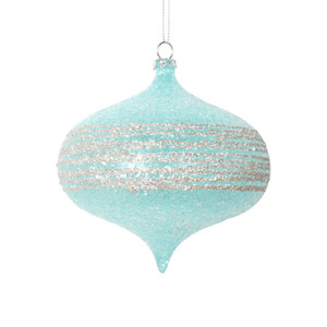 Vickerman MT222502 - 4 inch Blue Glitter Onion Christmas Ornament - 4 Pack