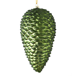Vickerman N187264D - 7 inch Moss Green Glitter Pinecone Christmas Ornament - 4 Pack