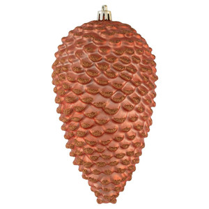 Vickerman N187271D - 7 inch Coral Glitter Pinecone Christmas Ornament - 4 Pack