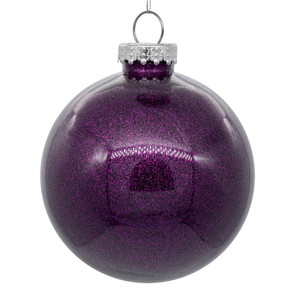  Vickerman N210826 3" Plum Glitter Clear Ball 12/bag 