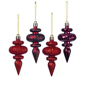  Vickerman N500065 4" Burgundy Finial 4 Finish Asst 8/Bx 