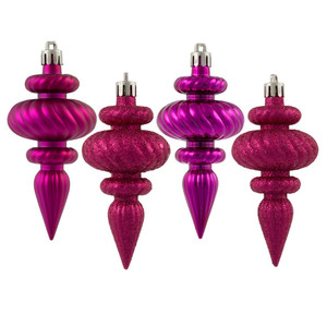  Vickerman N500070 4" Fuchsia Finial 4 Finish Asst 8/Bx 