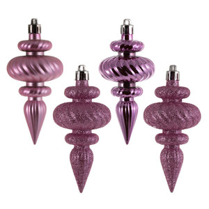  Vickerman N500079 4" Pink Finial 4 Finish Asst 8/Bx 