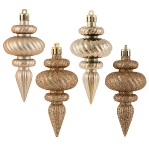 Vickerman N500080 - 4 inch Cafe Latte Glitter Finial Christmas Ornament - 8 Pack