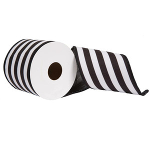 Vickerman QR221052 - Black Horizontal Stripe Wired Decorative Ribbon - 2.5" x 10 Yards