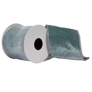 Vickerman QR222527 - Aqua Viscose Velvet Wired Decorative Ribbon - 4" x 5 Yards