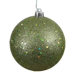 Vickerman N591014DQ 4" Olive Sequin Ball Drilled 6/Bag