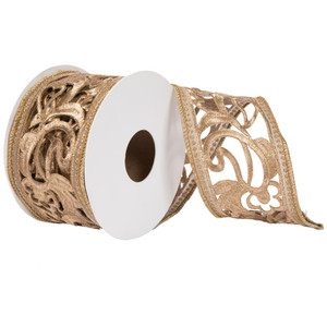  Vickerman QR223516 4"x5yd Copper Laser Cut Trim Ribbon 