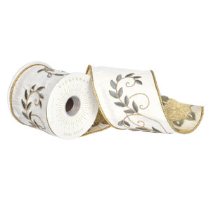  Vickerman QR223909 4"x5yd Ivory Cord Ribbon 