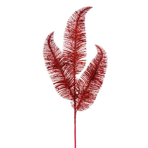 Vickerman RG220103 - 24.5 in. Red Feather Fern Glitter Artificial Spray