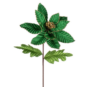 Vickerman RG223174 - 22 in. Midnight Green Velvet Poinsettia Artificial Spray
