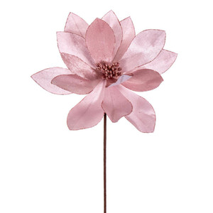 Vickerman RG223379 - 22 in. Pink Velvet Sheen Glitter Poinsettia Artificial Spray