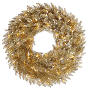 Vickerman K166448LED - 48" Champagne Wreath with Warm White LED Lights