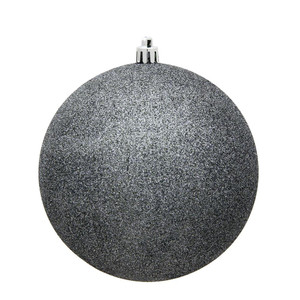 Vickerman N591087DG - 4 inch Pewter Glitter Ball Christmas Ornament - 6 Pack