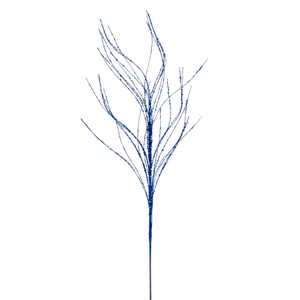 Vickerman QG221002 - 37 in. Blue Wavy Twig Glitter Artificial Spray - 6 Pack