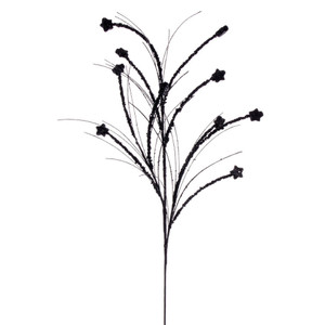 Vickerman QG221717 - 36 in. Black Mini Star Glitter Artificial Spray - 6 Pack