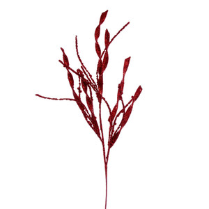 Vickerman QG223303 - 34 in. Red Wavy Spiral Glitter Artificial Spray - 6 Pack