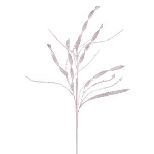 Vickerman QG223311 - 34 in. White Wavy Spiral Glitter Artificial Spray - 6 Pack