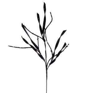 Vickerman QG223317 - 34 in. Black Wavy Spiral Glitter Artificial Spray - 6 Pack