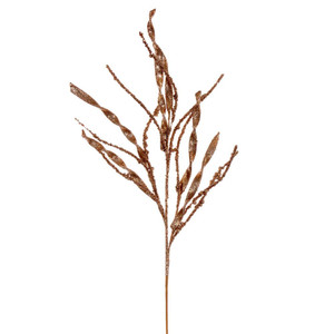 Vickerman QG223358 - 34 in. Rose Gold Wavy Spiral Glitter Artificial Spray - 6 Pack