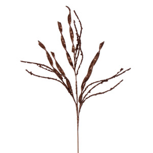 Vickerman QG223376 - 34 in. Mocha Wavy Spiral Glitter Artificial Spray - 6 Pack