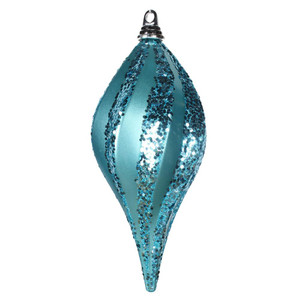 Vickerman M132612 - 12 inch Turquoise Glitter Teardrop Christmas Ornament