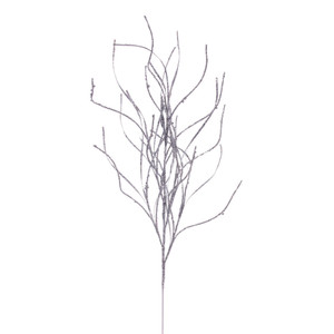Vickerman QG225007 - 40 in. Silver Berry Wavy Glitter Artificial Spray - 4 Pack