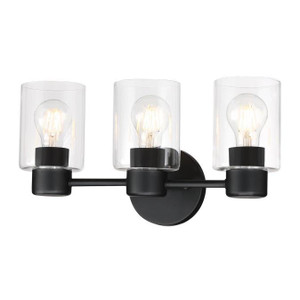 Westinghouse 6115600 - 3-Light Matte Black Bathroom Vanity Light - Sylvestre - 15-3/4 in Wide