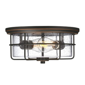 Westinghouse 6121800 - 2-Light Black-Bronze Outdoor Flush Mount Ceiling Light - 12-3/4 in Wide