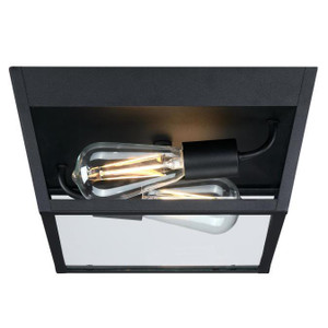 Westinghouse 6121900 - 2-Light Textured Black Outdoor Flush Mount Ceiling Light - 12 in Wide