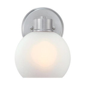 Westinghouse 6124700 - 1-Light Brushed Nickel Wall Sconce - Dorney - 9 in High - Frosted Glass