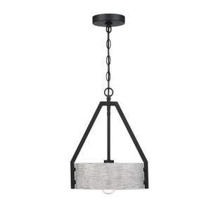 Westinghouse 6125800 - 1-Light Matte Black Drum Pendant Light - Callowhill - 12 in Wide