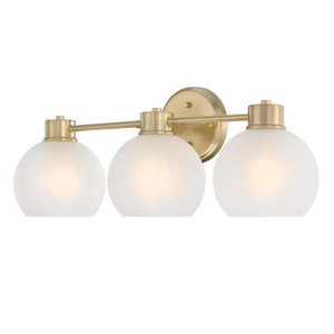 Westinghouse 6127700 - 3-Light Champagne Brass Bathroom Vanity Light - Dorney - 24 in Wide