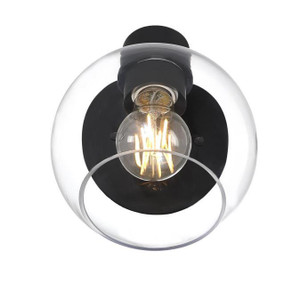 Westinghouse 6127800 - 1-Light Matte Black Wall Sconce - Hyson - 7-1/4 in High - Clear Glass