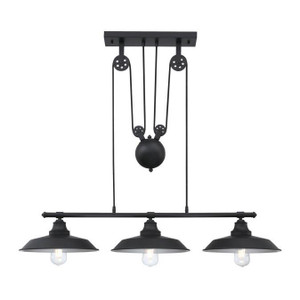 Westinghouse 6129400 - 3-Light Matte Black Pulley Linear Pendant Light - 40 in Wide