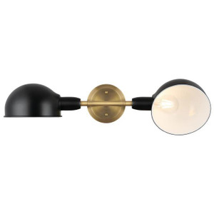Westinghouse 6130800 - 2-Light Matte Black and Brushed Brass Wall Sconce - 24-3/4 in Wide