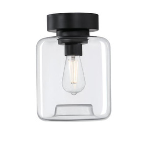 Westinghouse 6131200 - 1-Light Matte Black Semi-Flush Mount Ceiling Light - 8 in Diameter