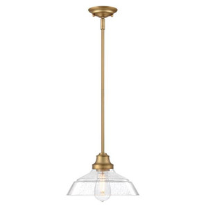 Westinghouse 6132400 - 1-Light Brushed Brass Pendant Light - Iron Hill - 11 in Wide