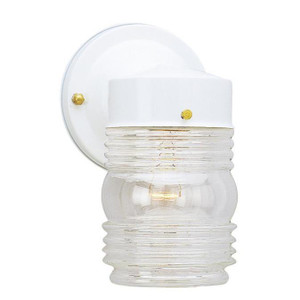 Westinghouse 6687800 - 1-Light White Outdoor Jelly Jar Wall Light - 7-1/2 in High