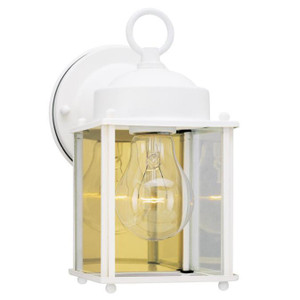 Westinghouse 6697100 - 1-Light White Outdoor Wall Lantern - 8-1/4 in High - Clear Glass Panels